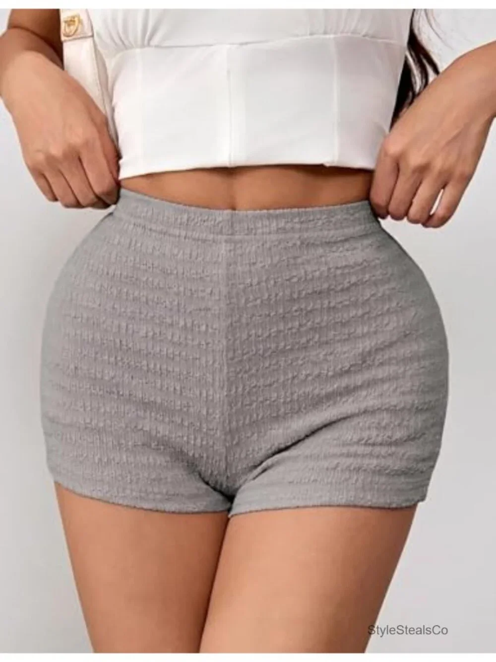 High Waist Bubble Knit Pajama Shorts - Soft, Breathable, Elastic Waist